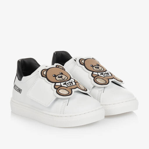 Moschino Baby-Черно-белые кожаные кроссовки с медвежатами | Childrensalon