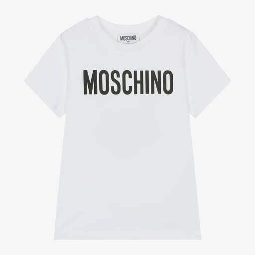 Moschino Kid-Teen-White Cotton T-Shirt | Childrensalon
