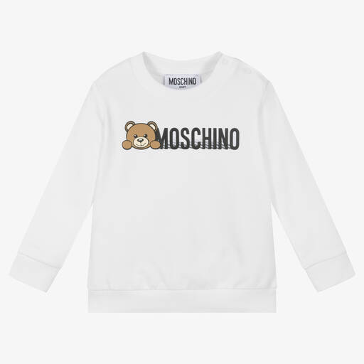 Moschino Baby-Weißes Baumwoll-Teddybär-Sweatshirt | Childrensalon