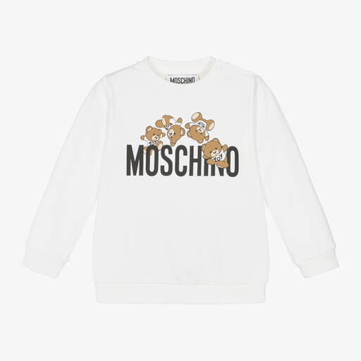 Moschino Baby-White Cotton Teddy Bear Sweatshirt | Childrensalon
