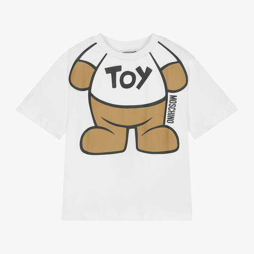 Moschino Kid-Teen Teen White Cotton Skater Bear T-Shirt – Crown