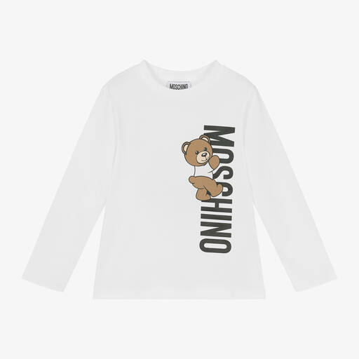 Moschino Kid-Teen-White Cotton Teddy Bear Top | Childrensalon