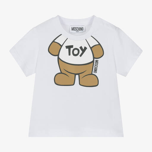Moschino Baby-White Teddy Bear Baby T-Shirt | Childrensalon
