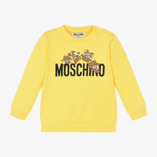 Moschino Baby-Yellow Cotton Teddy Bear Sweatshirt | Childrensalon