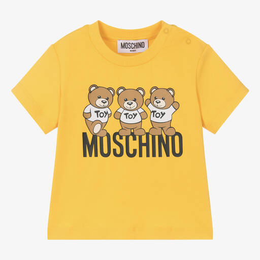 Moschino Baby-Yellow Cotton Teddy Bear T-Shirt | Childrensalon