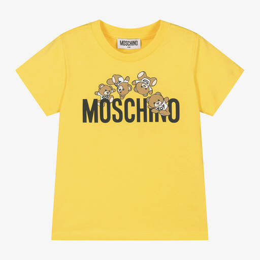 Moschino Kid-Teen-Yellow Cotton Teddy-Print T-Shirt | Childrensalon