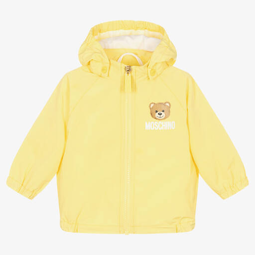 Moschino Baby-Yellow Teddy Bear Logo Hooded Jacket | Childrensalon