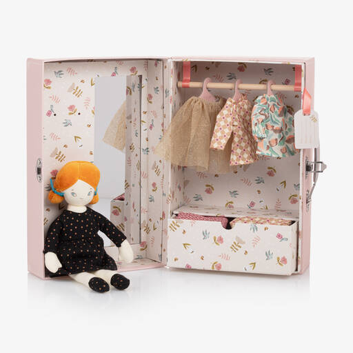 Moulin Roty-Кукла с набором одежды в розовом сундучке (28см) | Childrensalon