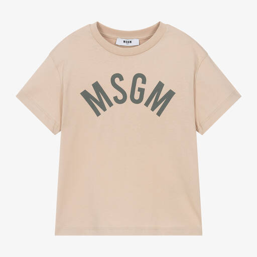 MSGM-Beige Cotton Club Paradiso T-Shirt | Childrensalon