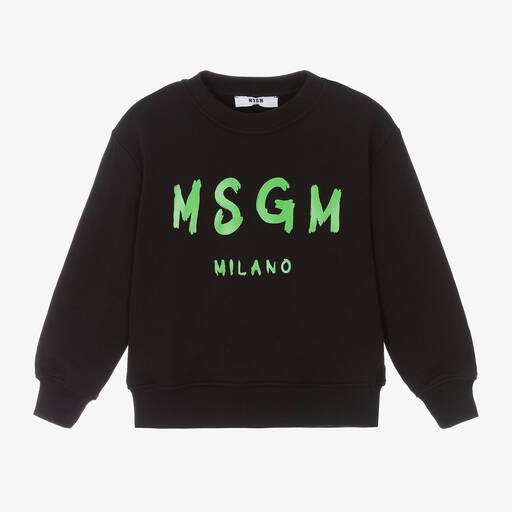 MSGM-Black Cotton Jersey Sweatshirt | Childrensalon