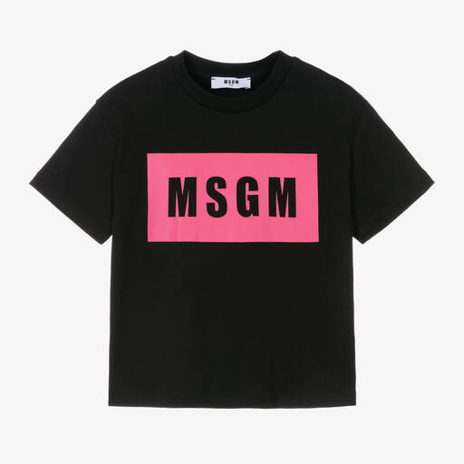 MSGM-Черно-розовая футболка из хлопка | Childrensalon