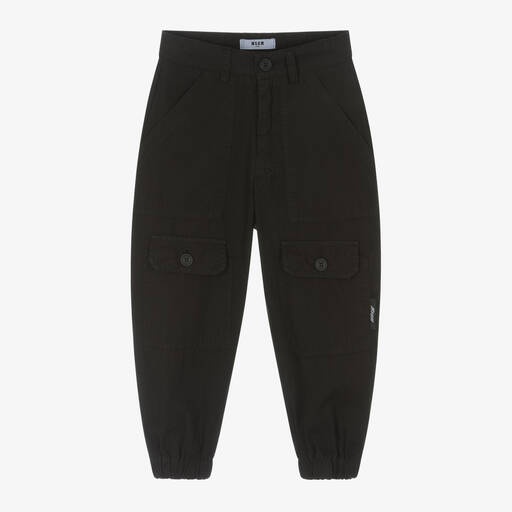 MSGM-Boys Black Cotton Cargo Trousers | Childrensalon