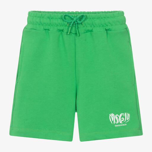 MSGM-Boys Green Cotton Jersey Shorts | Childrensalon