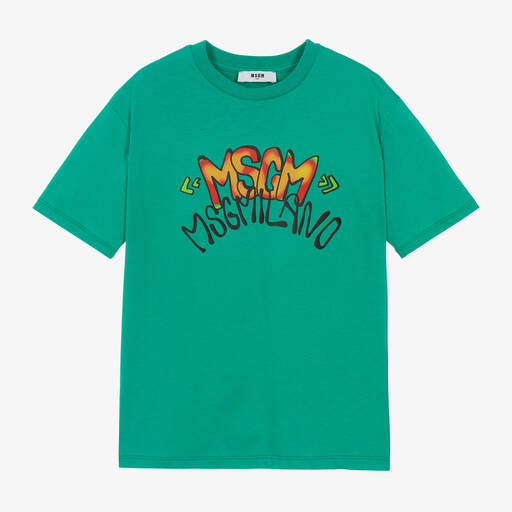 MSGM-Boys Green Cotton T-Shirt | Childrensalon