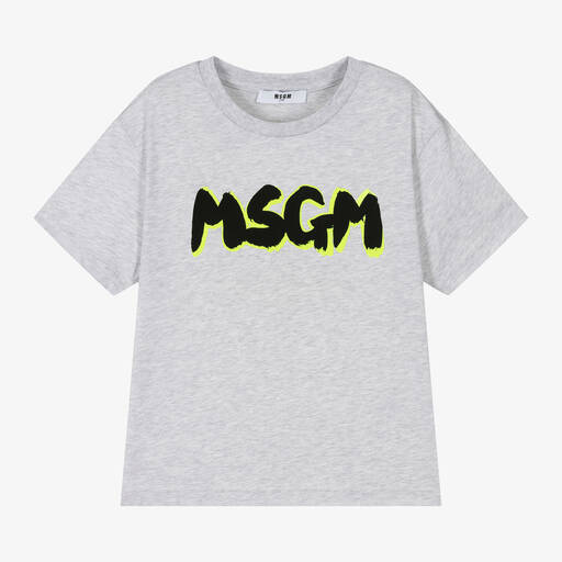 MSGM-Boys Grey Marl Cotton T-Shirt | Childrensalon