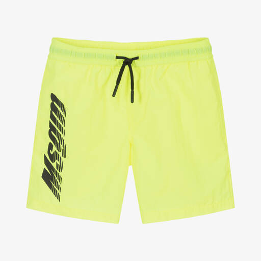 MSGM-Boys Neon Yellow Logo Swim Shorts | Childrensalon
