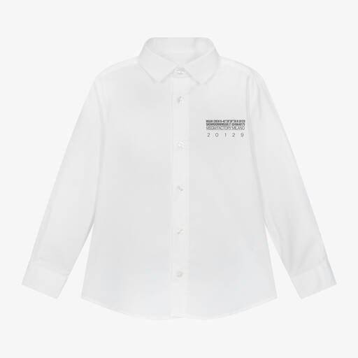 MSGM-Boys White Cotton Watercolour Shirt | Childrensalon