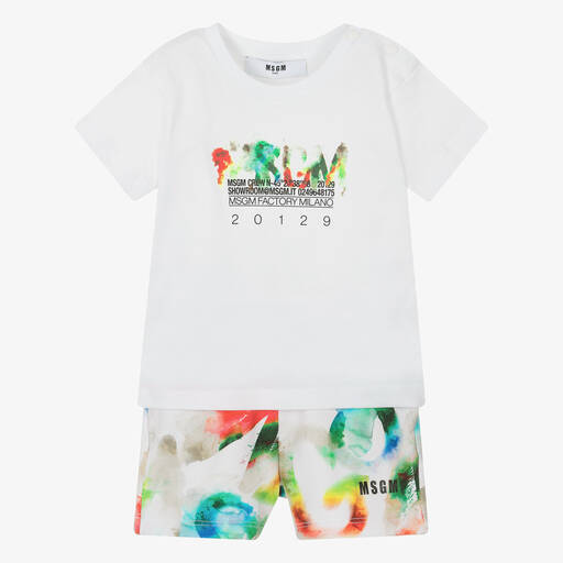 MSGM-Белая футболка и шорты из хлопка для мальчиков | Childrensalon