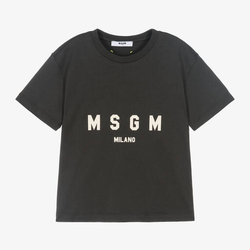 MSGM-Dark Grey Cotton T-Shirt | Childrensalon
