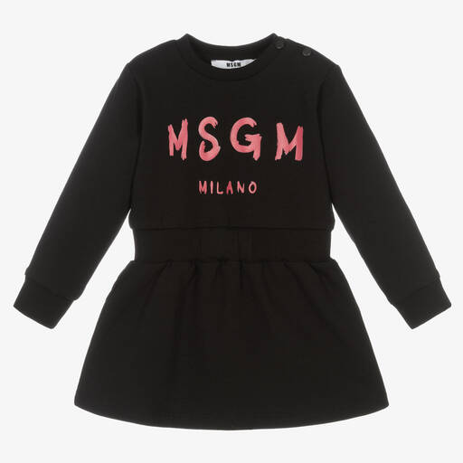 MSGM-Girls Black Cotton Jersey Dress | Childrensalon