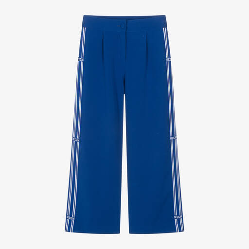 MSGM-Girls Blue Wide-Leg Trousers | Childrensalon