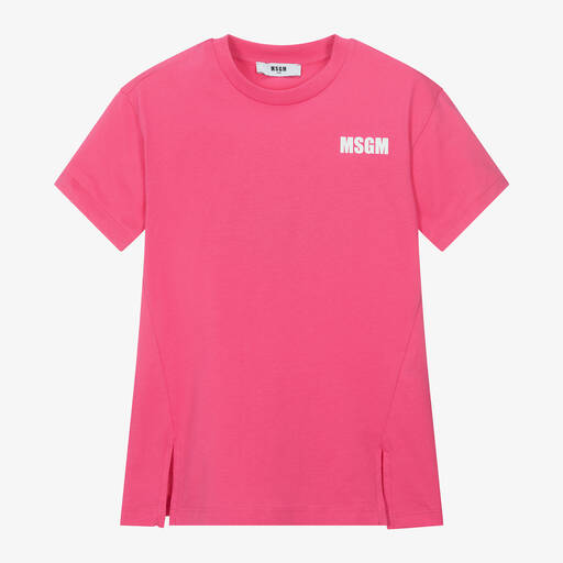 MSGM-Girls Fuchsia Pink Cotton T-Shirt Dress | Childrensalon
