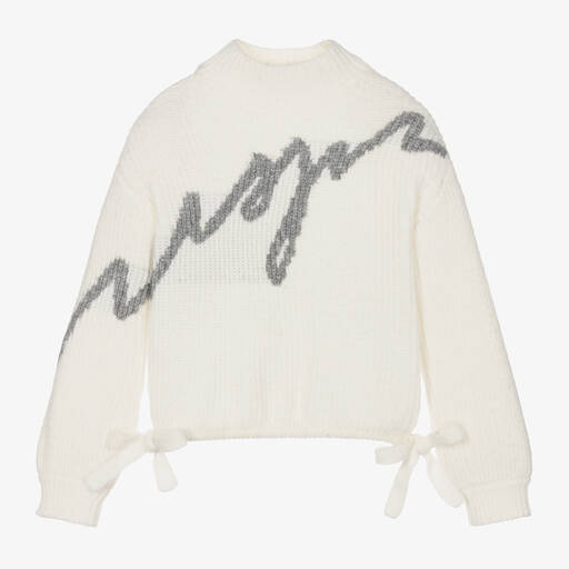 MSGM-Girls Ivory Turtleneck Wool Sweater | Childrensalon