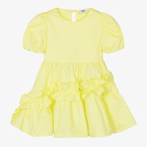 MSGM-Girls Lime Green Cotton Dress | Childrensalon