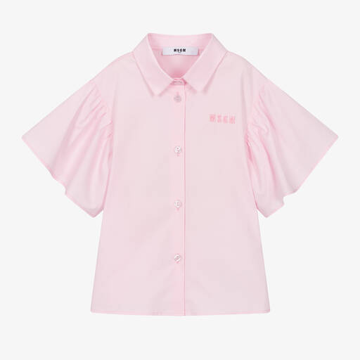 MSGM-Girls Pink Cotton Blouse | Childrensalon