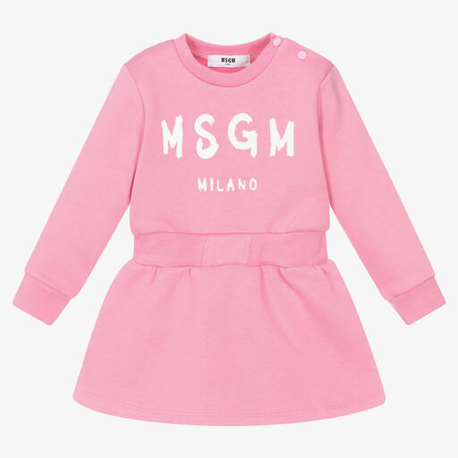 MSGM-Girls Pink Cotton Jersey Dress | Childrensalon