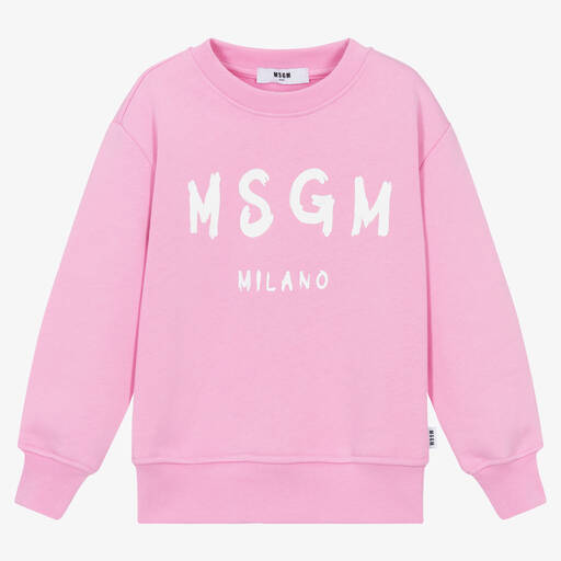 MSGM-Girls Pink Cotton Sweatshirt | Childrensalon