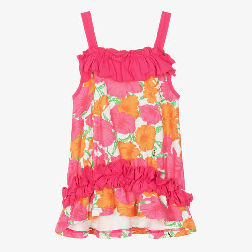 MSGM-Girls Pink Floral Cotton Dress | Childrensalon