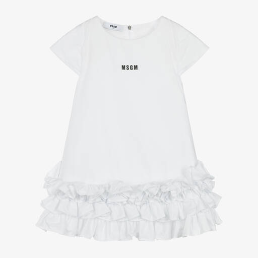 MSGM-Girls White Cotton Dress | Childrensalon