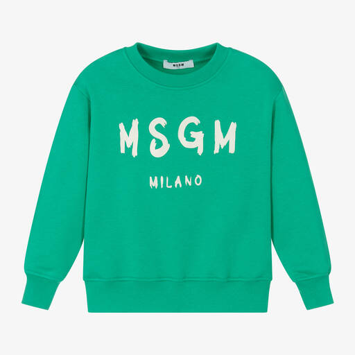 MSGM-سويتشيرت قطن جيرسي لون أخضر للأولاد | Childrensalon