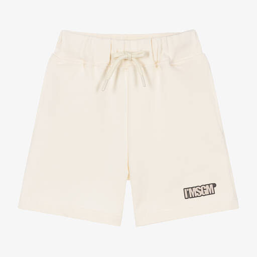 MSGM-Ivory Cotton Jersey Shorts | Childrensalon