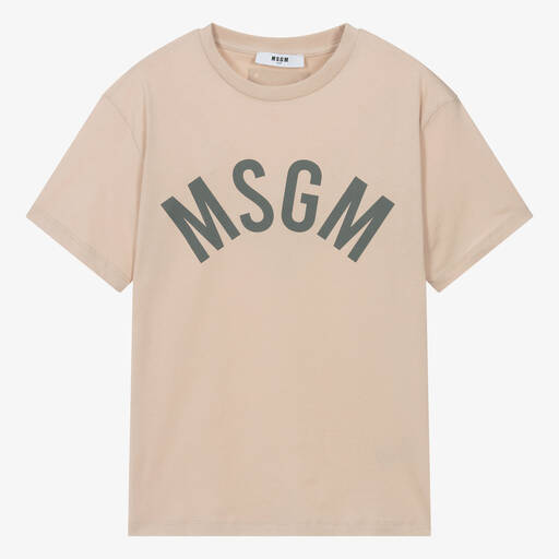 MSGM-Бежевая хлопковая футболка Club Paradiso для подростков | Childrensalon
