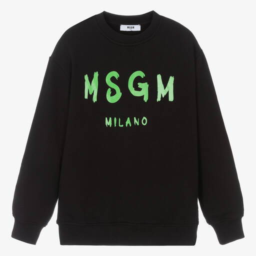 MSGM-Teen Black Cotton Jersey Sweatshirt | Childrensalon
