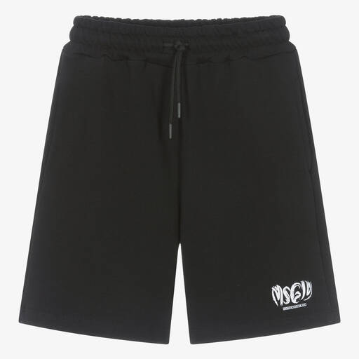MSGM-Teen Boys Black Cotton Jersey Shorts | Childrensalon