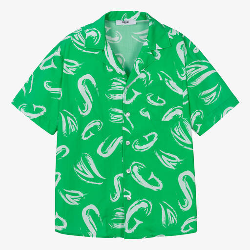 MSGM-Teen Boys Green Brushed Letter Shirt | Childrensalon