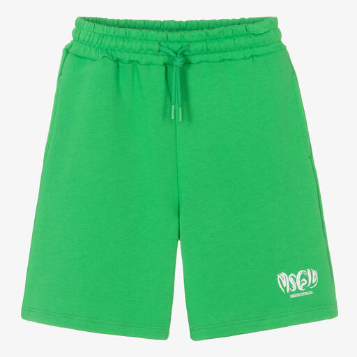 MSGM-Зеленые шорты из хлопкового джерси для мальчиков-подростков | Childrensalon