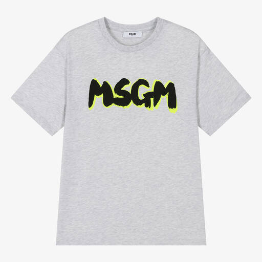 MSGM-Teen Boys Grey Marl Cotton T-Shirt | Childrensalon