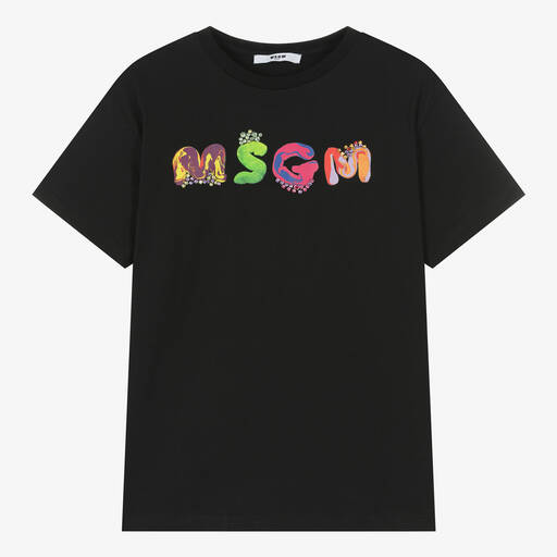 MSGM-Teen Girls Black Cotton Jewel T-Shirt | Childrensalon