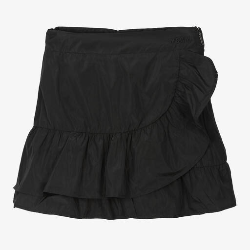 MSGM-Teen Girls Black Ruffle Taffeta Skirt | Childrensalon