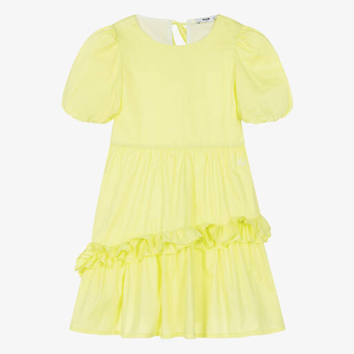 MSGM-Teen Girls Lime Green Cotton Dress | Childrensalon