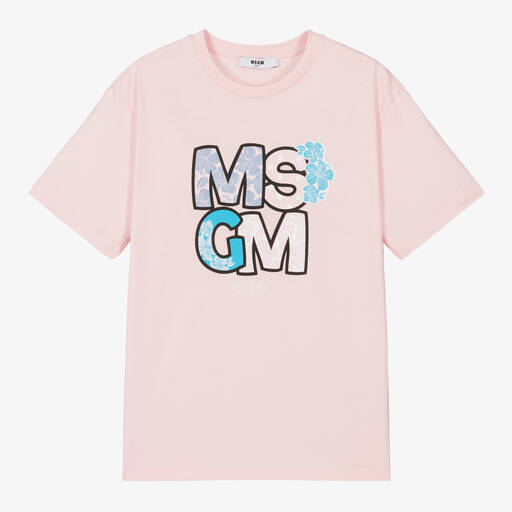 MSGM-Teen Girls Pale Pink Cotton T-Shirt | Childrensalon