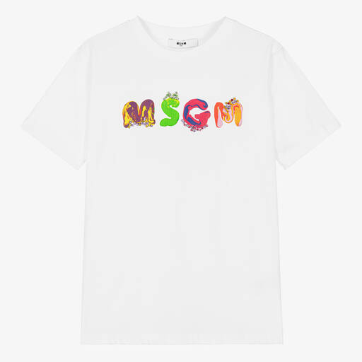 MSGM-Teen Girls White Cotton Jewel T-Shirt | Childrensalon