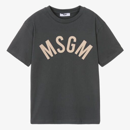 MSGM-Teen Grey Cotton Club Paradiso T-Shirt | Childrensalon