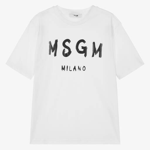 MSGM-Teen White Cotton Jersey T-Shirt | Childrensalon