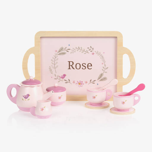 My 1st Years-Girls Pink Wooden Tea Set (30cm) | Childrensalon
