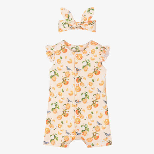 My Little Pie-Girls Orange Cotton Citrus Babysuit Set | Childrensalon